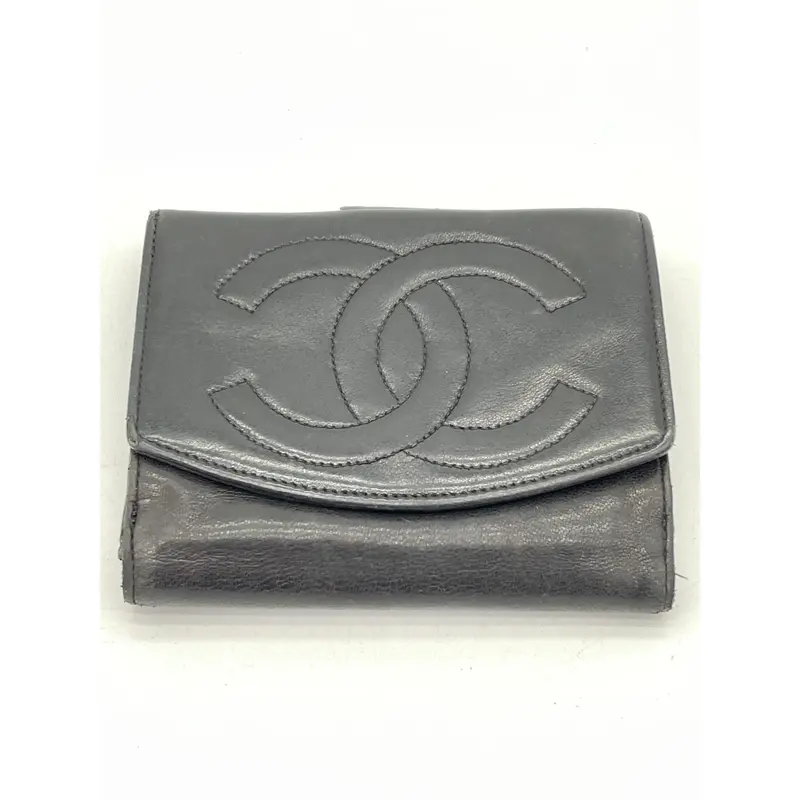 Pre-owned CHANEL Leather small leather goods PRELOVED CC Logo Black Caviar Skin Bifold Wallet. 111424 H