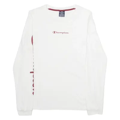CHAMPION Womens T-Shirt White Long Sleeve S