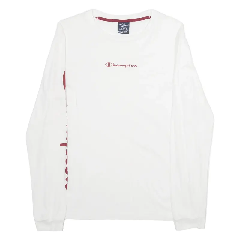 CHAMPION Womens T-Shirt White Long Sleeve S