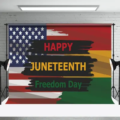 Usa Flag Freedom Day Happy Juneteenth Party Backdrop - Aperturee