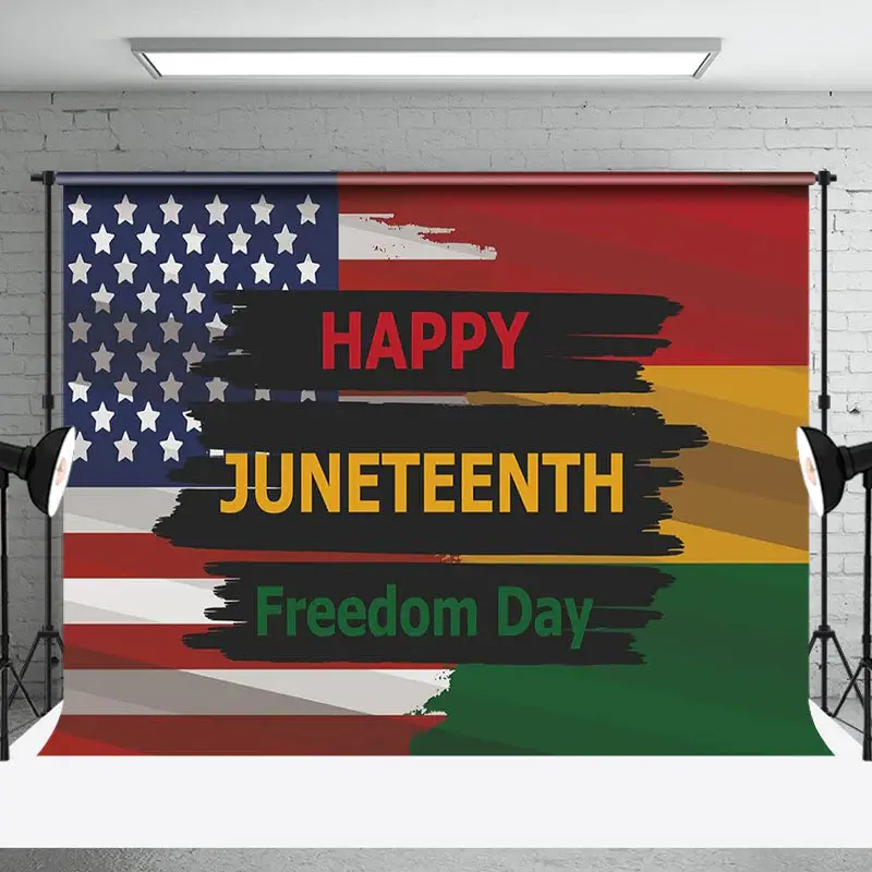 Usa Flag Freedom Day Happy Juneteenth Party Backdrop - Aperturee