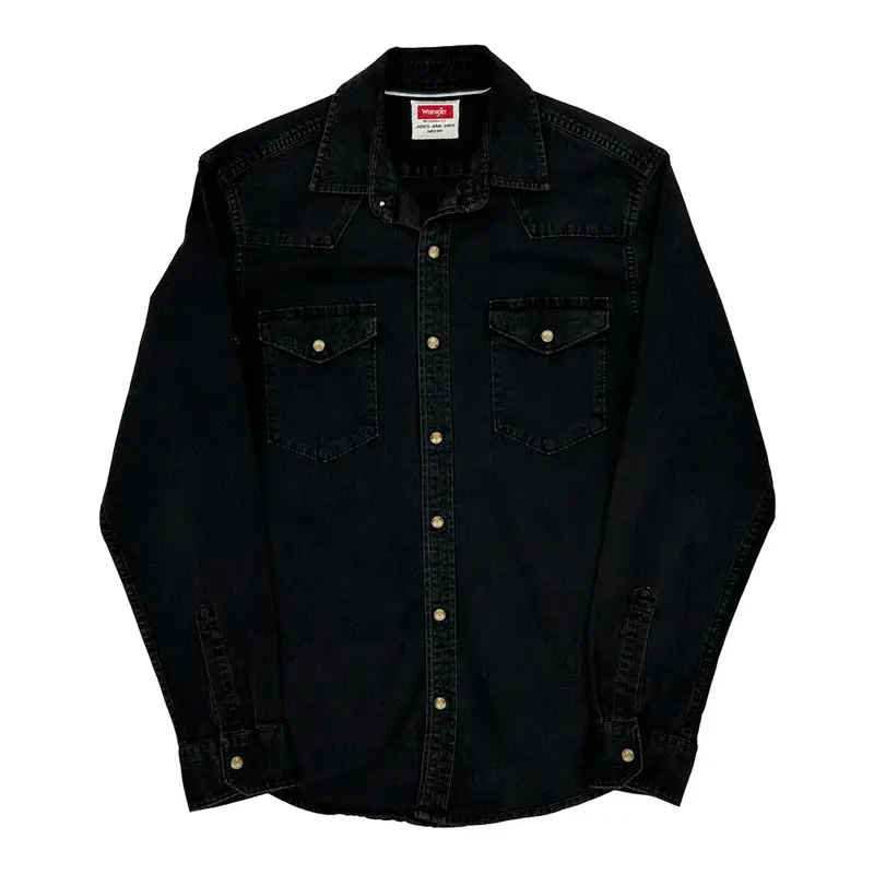 Wrangler Denim Shirt - Small Black Cotton