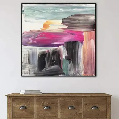 Original Art Purple Painting Brush Strokes Painting Fine Art Impasto Painting Textured Canvas Art Expressionist Art Wall Deco...