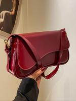 Women's Summer Outfits 2024 Plain Color Saddle Everyday Fashionable Shoulder Bag & Crossbody Bag, Elegant Magnetic Closure Fl...