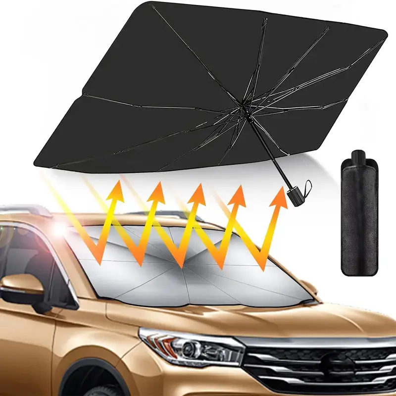 Car Sunshade Umbrella, Car Front Windshield Sunshade, Heat Insulation Sunshade Umbrella, Universal Car Exterior Protective Ac...