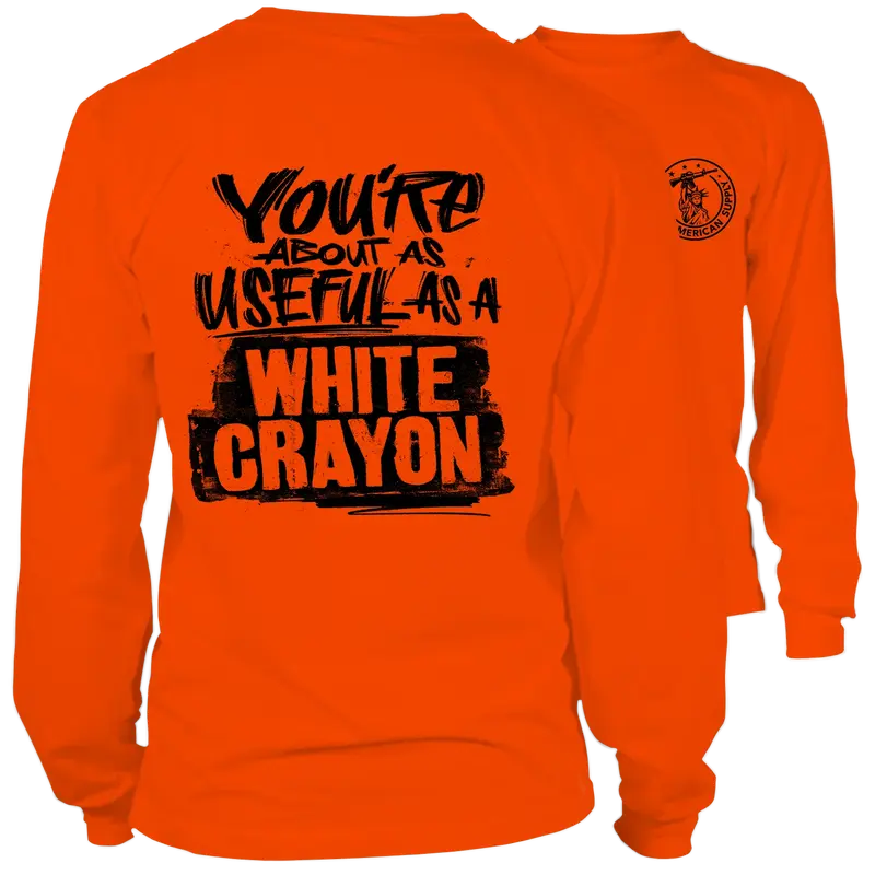 White Crayon- Long Sleeve Safety Orange Hi-Vis T-Shirt