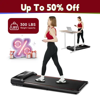RHYTHM FUN Walking Pad Under Desk Treadmill with Remote Control Flat Portable Treadmill Quiet with 3 Window LED Display Suita...