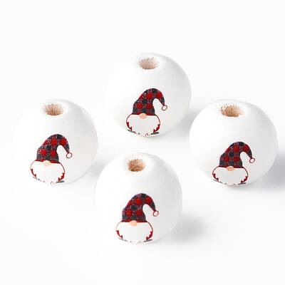 Painted Natural Wood Round Beads