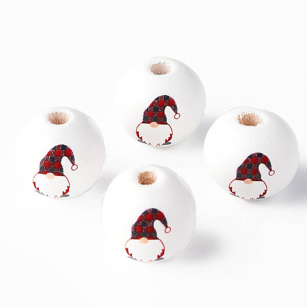 Painted Natural Wood Round Beads