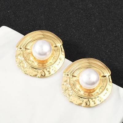 304 Stainless Steel ABS Plastic Pearl Stud Earrings for Women