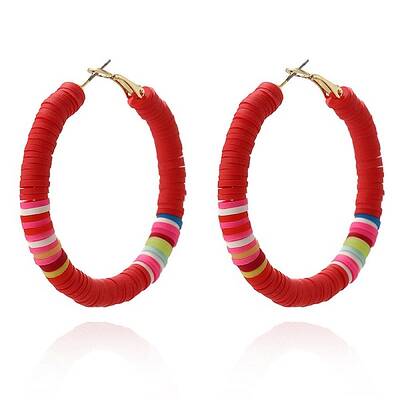 Bohemia Style Colorful Clay Beads Hoop Earrings