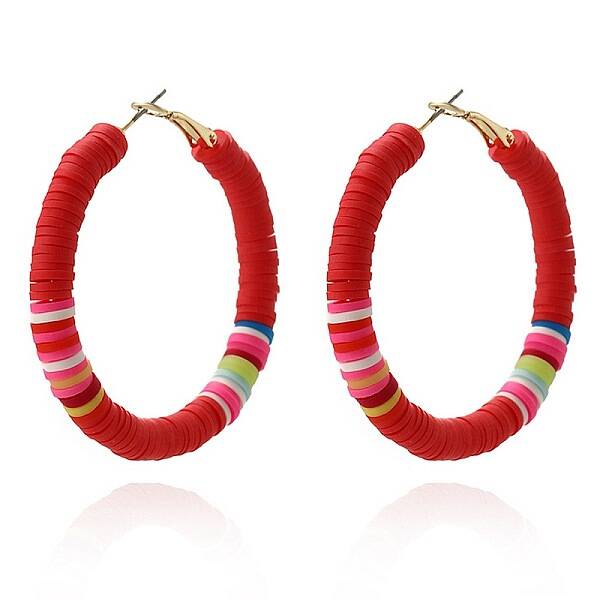 Bohemia Style Colorful Clay Beads Hoop Earrings