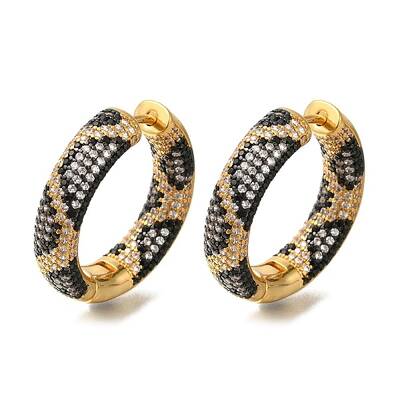 Rack Plating Brass Micro Pave Cubic Zirconia Hoop Earrings