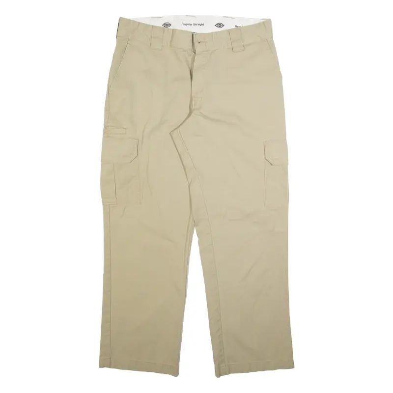 DICKIES Cargo Mens Trousers Beige Regular Straight W34 L30