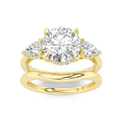 Celestia Lab Grown Round Diamond Engagement Ring with the Luna Wedding Band | 14K Yellow Gold 3 3/4 ct. tw.