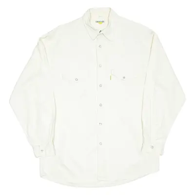 SWITCHER Mens Denim Shirt White Long Sleeve M