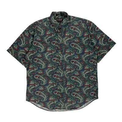 Roundtree & Yorke Shirt - Large Green Cotton