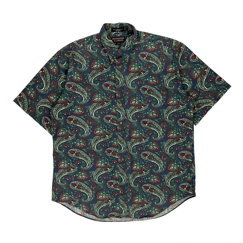 Roundtree & Yorke Shirt - Large Green Cotton