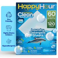 Happy Hour Laundry Detergent Sheets - 120 Loads - Eco Friendly, Non-Toxic, Stain Fighting,  Hypoallergenic, Protects Colors, ...