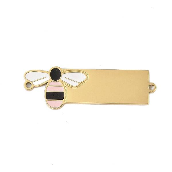 304 Stainless Steel Pink Enamel Connector Charms