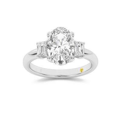 Moonbeam Three Stone Oval Lab Grown Diamond Engagement Ring | 18K White Gold 4 CT. TW.