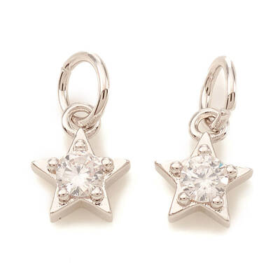 Brass Micro Pave Cubic Zirconia Charms