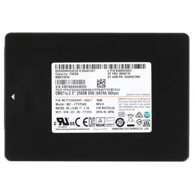 MZ7TY256HDHP-000L7 Samsung CM871a Series 256GB Triple-Level-Cell SATA 6Gb/s 7mm 2.5-Inch Solid State