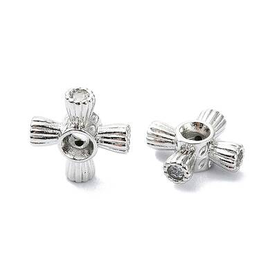 Rack Plating Brass Micro Pave Clear Cubic Zirconia Beads
