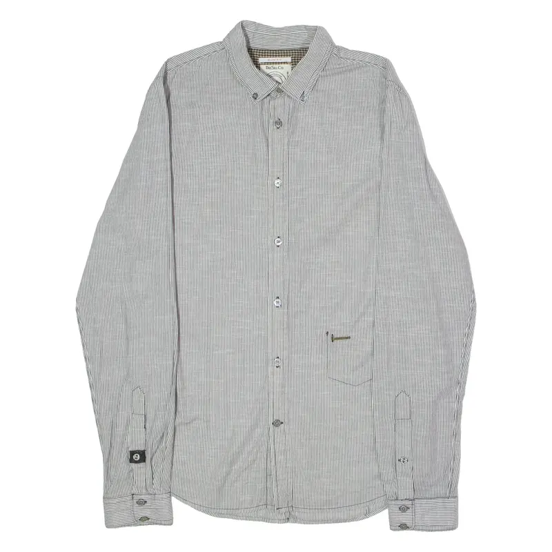 DIESEL Slim Fit Mens Shirt Grey Striped Long Sleeve L