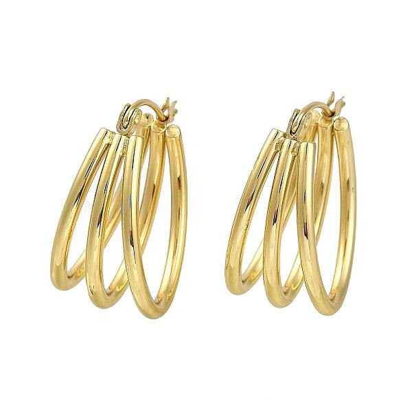 PVD Vacuum Plating 201 Stainless Steel Triple Hoop Earrings for Women