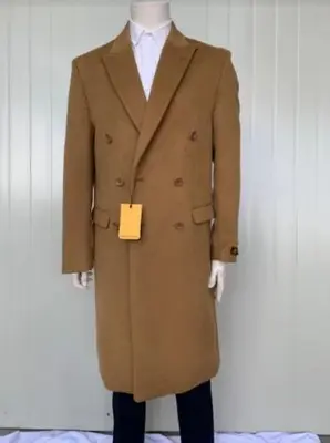 Mens Overcoat -Mens Long Wool Topcoats- Topcoat For Men-Mens Cashmere Blend Blue Full length Overcoat