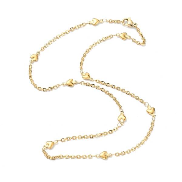 PVD Vacuum Plating 304 Stainless Steel Heart Link Chain Necklaces