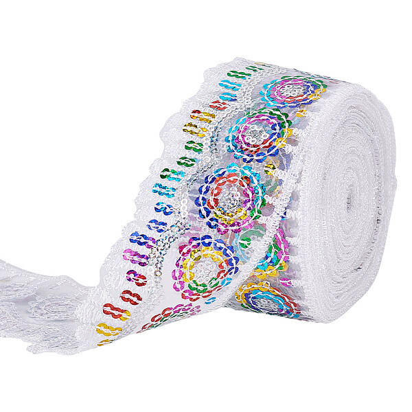 Polyester Rainbow Paillette Lace Ribbon