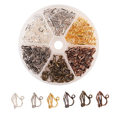 120Pcs 6 Colors Brass Clip-on Earring Findings