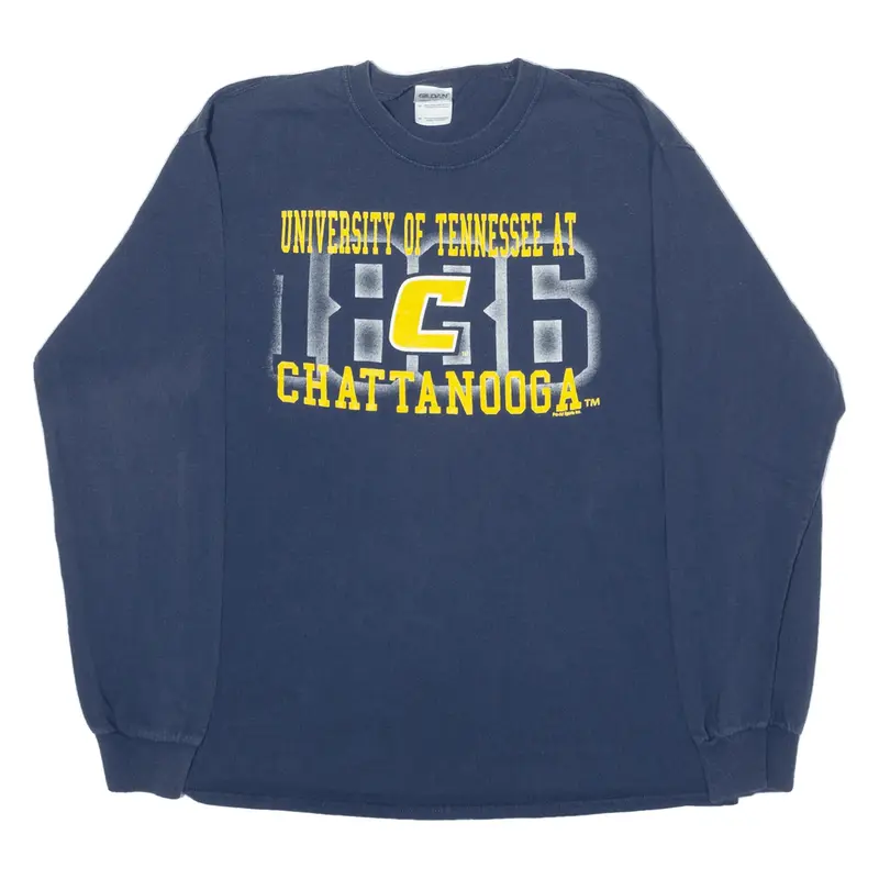 GILDAN University Of Tennessee Chattanooga USA T-Shirt Blue Long Sleeve Mens M
