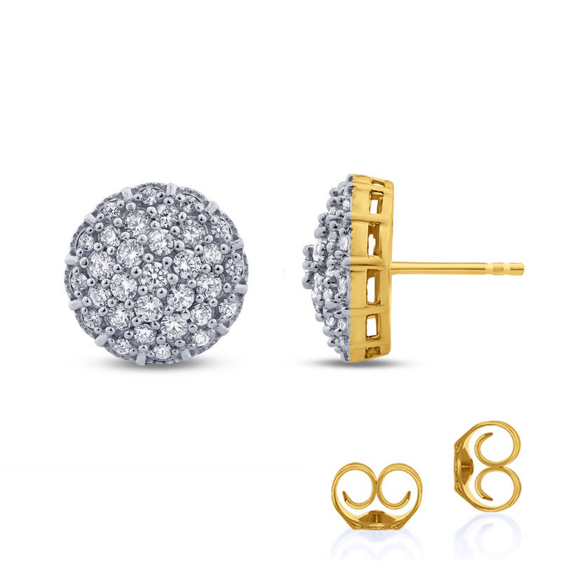 Lab Created Cluster Diamond Stud Earrings | 14K Yellow Gold 3/4 ct. tw.