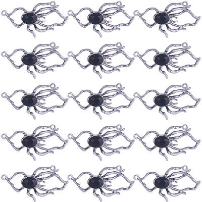 20Pcs Alloy Black Glass Connector Charms