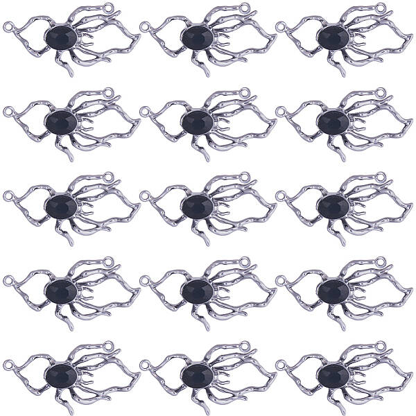 20Pcs Alloy Black Glass Connector Charms