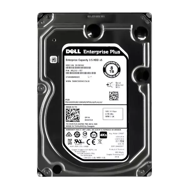 0W6YC4 Dell 8TB 7200RPM 12Gb/s SAS 256MB Cache 3.5-inch Hard Drive