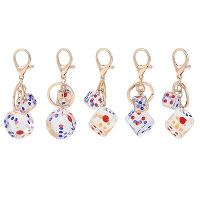 Dice Shape Plastic Keychain