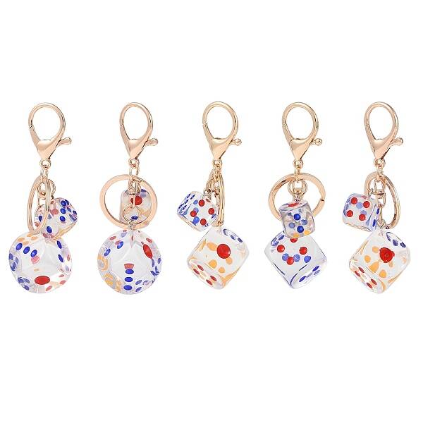 Dice Shape Plastic Keychain