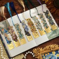 8-Piece Gold Metal Bookmark Set with Tassel, Van Gogh and Monet Famous Oil Painting  for Book Lovers, Readers, Students, Teac...