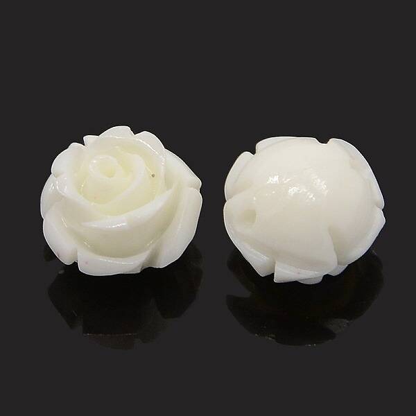 Synthetic Coral 3D Flower Rose Beads
