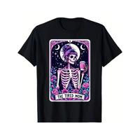 Graphic vintage tee [Fast Arrival] The Tired Mom Tarot Card Skeleton Mothers Day Skull Coffee T-Shirt for Men Women
