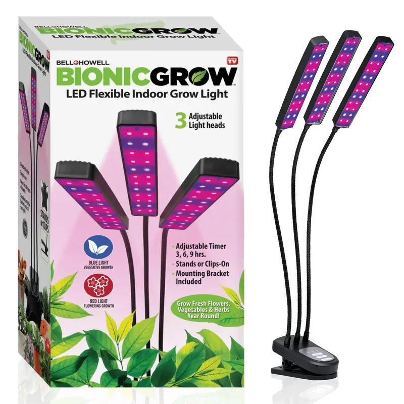 Bionic Grow Light - 2, 3 and 4-Head Adjustable Full Spectrum LED Grow Lamps with Timer