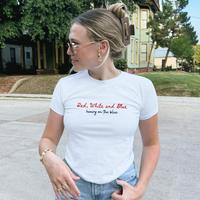 4th of July Liberal 90s Style Baby Tee, Progressive Fourth of July, Anti 4th Of July y2k Shirt Funny Feminist Graphic Tee Gir...
