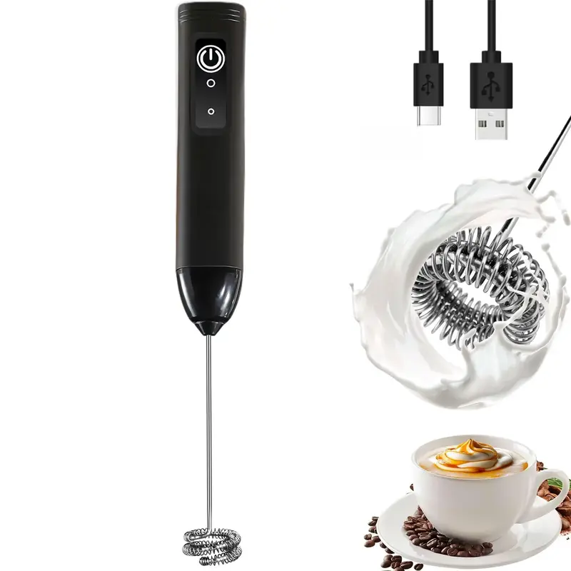 Milk Frother Rechargeable Handheld Electric Whisk Coffee Frother Mixer 3 Speed Adjustable Foam Maker Blender for Coffee Match...