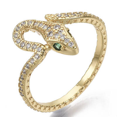 Brass Micro Pave Cubic Zirconia Cuff Rings