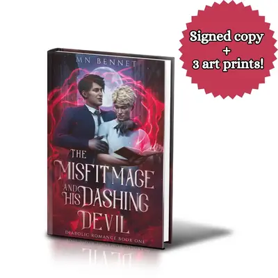 The Misfit Mage and His Dashing Devil by MN Bennet - Signed Paperback + 3 Art Prints