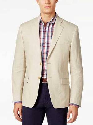 Tan Linen Blazer - Mens Tan Linen Blazer